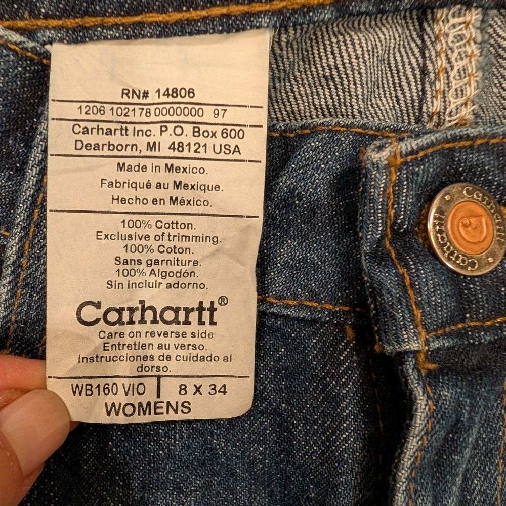 Carhartt Women's's Relaxed Fit Jeans in Dark Blue - Picture 8 of 10